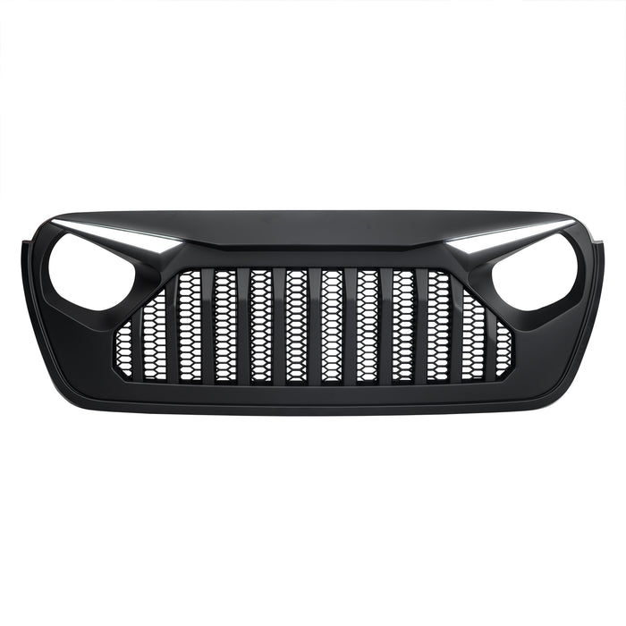 Gladiator Vader Grille W/ LED Eyebrow DRL and Turn Signals - Matte Black For 18+ Jeep Wrangler JL & Gladiator JT W/O Trailcam | American Modified