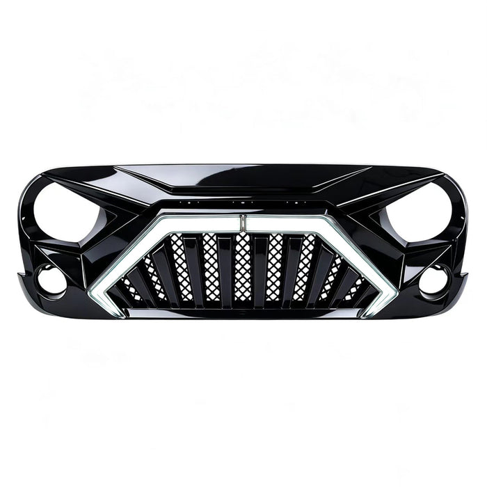 Goliath Grille W/ LED DRL and Turn Signals - Glossy Black For 07-18 Jeep Wrangler JK | American Modified