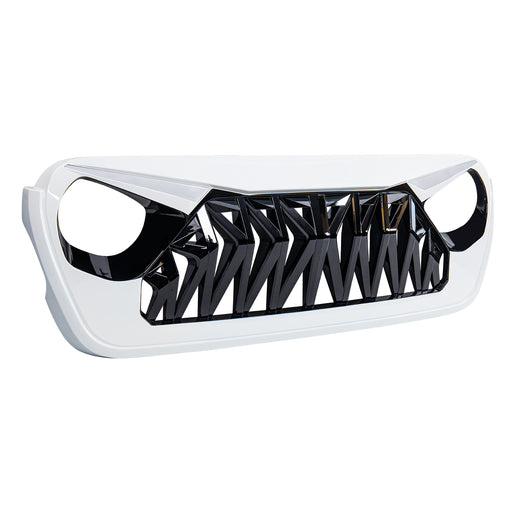 Shark Grille W/ LED Eyebrow DRL and Turn Signals - White & Black For 18+ Jeep Wrangler JL & Gladiator JT | American Modified
