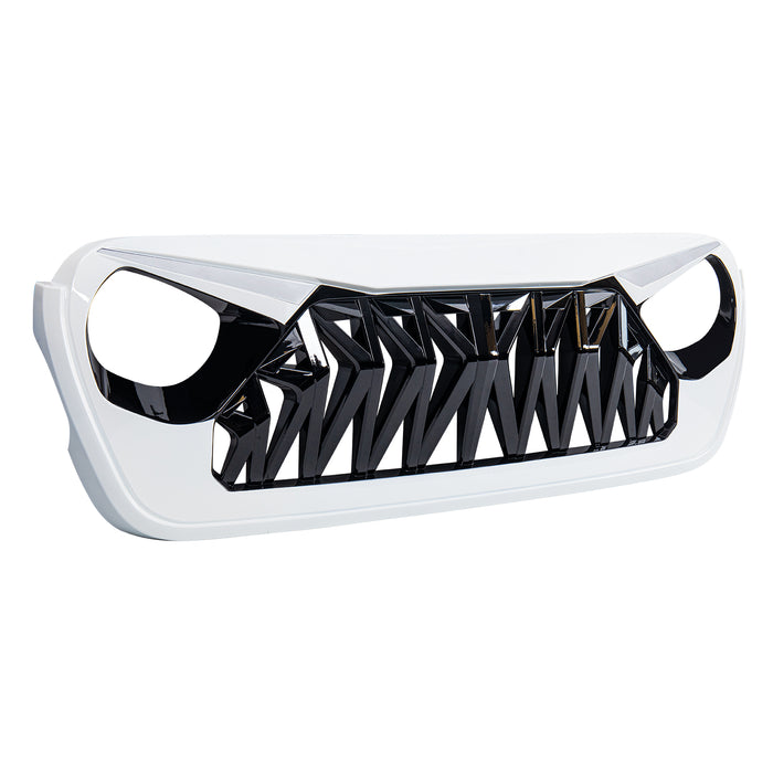 Shark Grille W/ LED Eyebrow DRL and Turn Signals - White & Black For 18+ Jeep Wrangler JL & Gladiator JT | American Modified