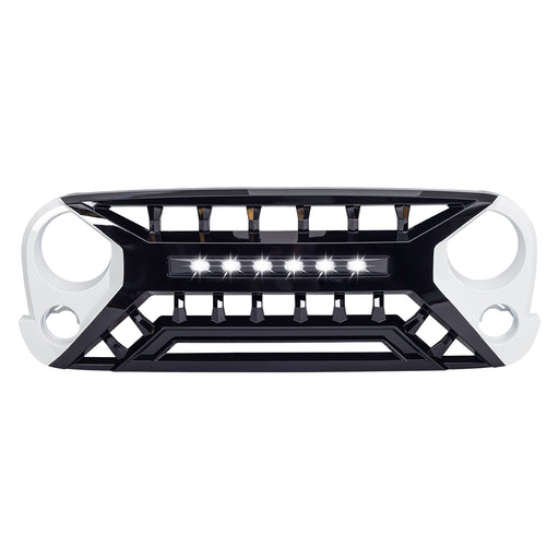 Armor Grille W/ Off-Road Lights - White & Black For 07-18 Jeep Wrangler JK | American Modified