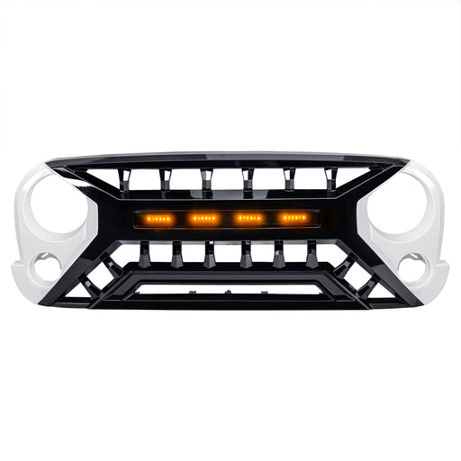 Armor Grille W/ Amber Lights - White & Black for 07-18 Jeep Wrangler JK | American Modified