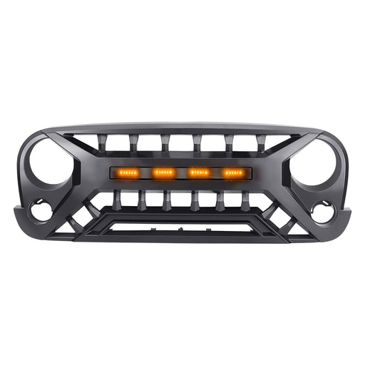 Armor Grille W/ Amber Lights - Matte Black for 07-18 Jeep Wrangler JK | American Modified