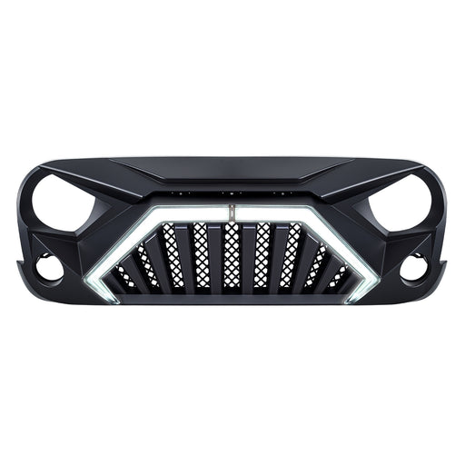 Goliath Grille w/ LED DRL and Turn Signals - Matte Black For 07-18 Jeep Wrangler JK | AMERICAN MODIFIED