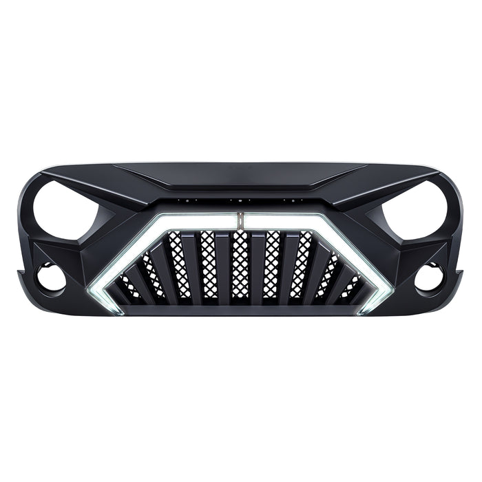 Goliath Grille w/ LED DRL and Turn Signals - Matte Black For 07-18 Jeep Wrangler JK | AMERICAN MODIFIED