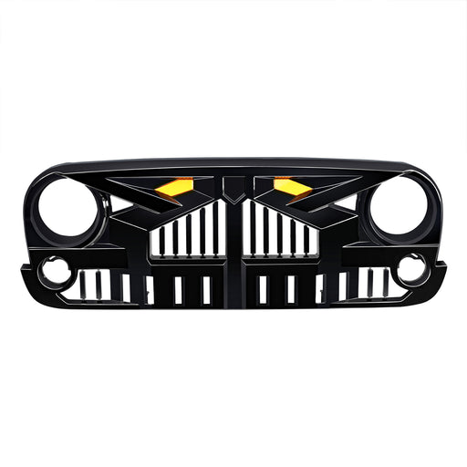 Empire Grille W/ Amber Lights - Glossy Black for 07-18 Jeep Wrangler JK | American Modified