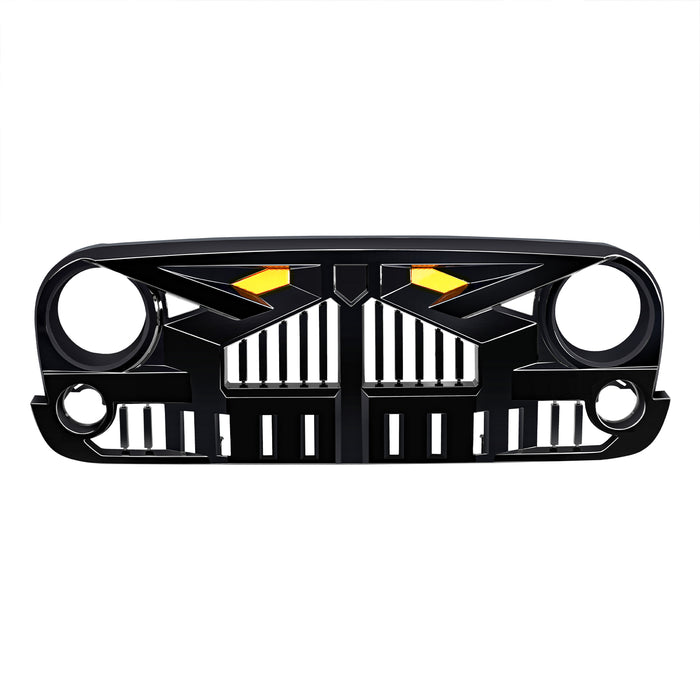 Empire Grille W/ Amber Lights - Glossy Black for 07-18 Jeep Wrangler JK | American Modified