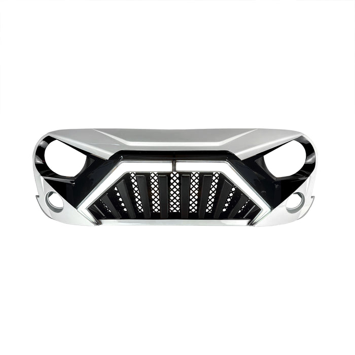 Goliath Grille W/ LED DRL and Turn Signals - White & Black For 07-18 Jeep Wrangler JK | American Modified