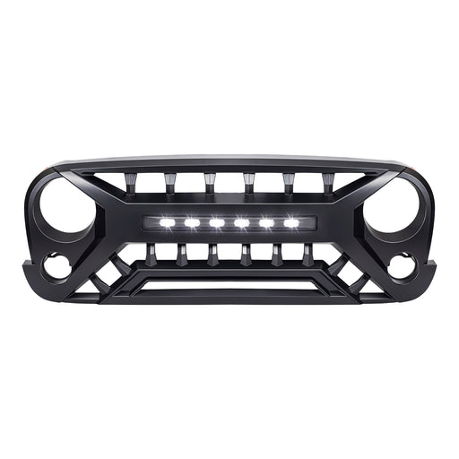 Armor Grille W/ Off-Road Lights - Matte Black For 07-18 Jeep Wrangler JK | American Modified