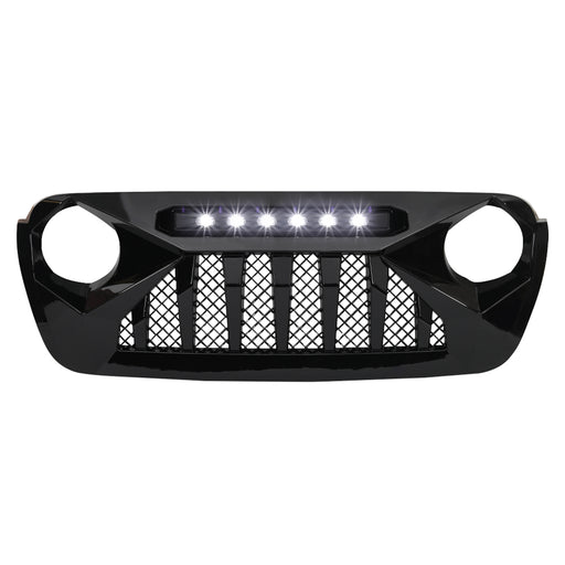 Demon Grille W/ Led Off-Road Lights-Glossy Black For 18-23 Jeep Wrangler Jl & Gladiator Jt W/O Trailcam | American Modified