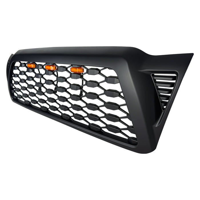 Front Mesh Grille W/ Amber Lights - Matte Black For 2005-2011 Toyota Tacoma | American Modified