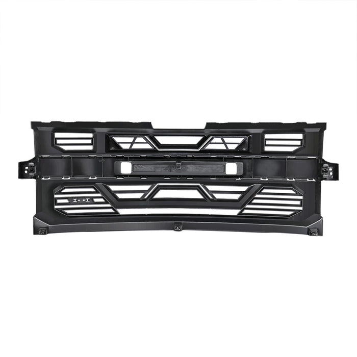 Armor Grille W/ Emblem Holder No Amber Lights - Glossy Black For 2019-2021 Chevy Silverado 1500 | American Modified