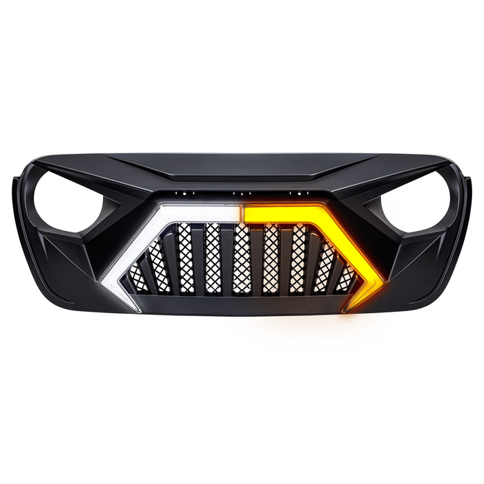 Goliath Grille w/ LED DRL and Turn Signals - Matte Black For 18+ Jeep Wrangler JL & Gladiator JT | AMERICAN MODIFIED