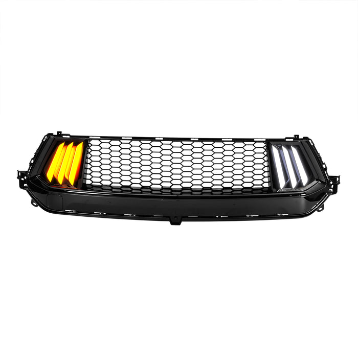 Upper Grille W/ Tri-LED DRL & Turn Signal - Glossy Black For 24+ Ford Mustang | American Modified