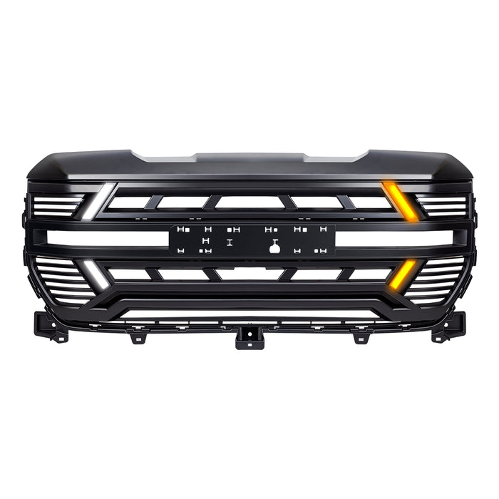 Armor Grille W / Drl & Turn Signal Lights Emblem Base - Matte Black For 22+ GMC Sierra 1500 | AMERICAN MODIFIED