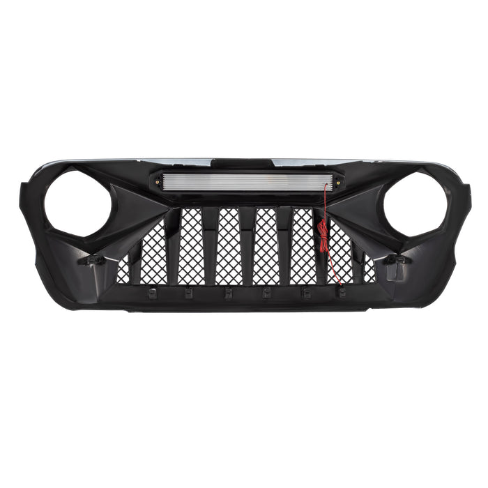 Demon Grille W/ Led Off-Road Lights-White & Black For 18-23 Jeep Wrangler Jl & Gladiator Jt W/O Trailcam| American Modified