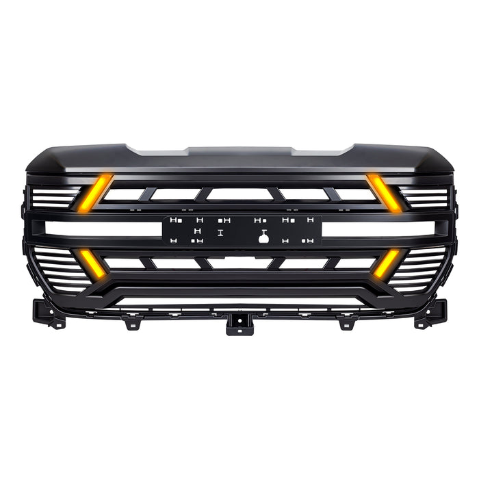 Armor Grille W / Drl & Turn Signal Lights Emblem Base - Matte Black For 22+ GMC Sierra 1500 | AMERICAN MODIFIED