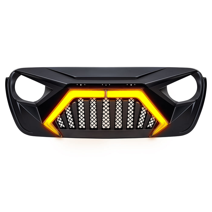 Goliath Grille w/ LED DRL and Turn Signals - Matte Black For 18+ Jeep Wrangler JL & Gladiator JT | AMERICAN MODIFIED