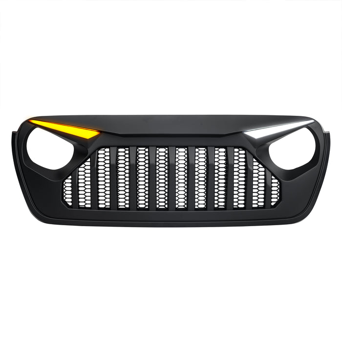 Gladiator Vader Grille W/ LED Eyebrow DRL and Turn Signals - Matte Black For 18+ Jeep Wrangler JL & Gladiator JT W/O Trailcam | American Modified