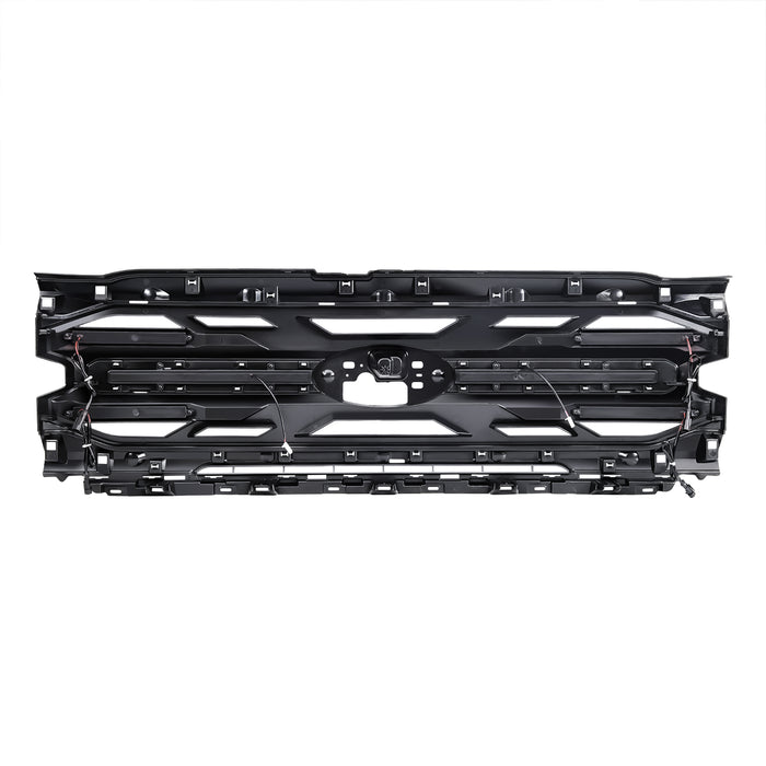 Armor Grille W/ DRL, Amber Lights & OEM Emblem Hole - Matte Black For 2024+ Ford F150 Tremor | American Modified