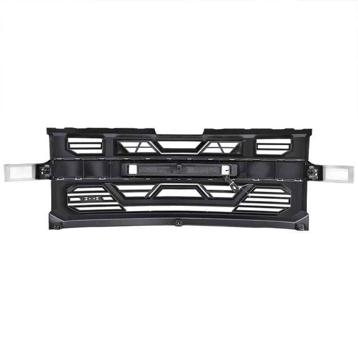 Armor Front Grille W/ Off-Road Lights No Amber Lights - Chrome Glossy Black For 2019-2021 Chevy Silverado 1500 | American Modified