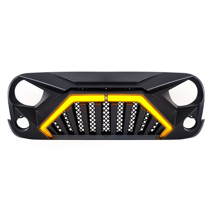 Goliath Grille w/ LED DRL and Turn Signals - Matte Black For 07-18 Jeep Wrangler JK | AMERICAN MODIFIED