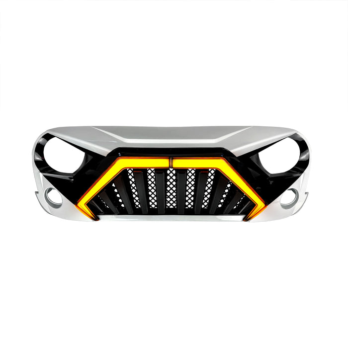 Goliath Grille W/ LED DRL and Turn Signals - White & Black For 07-18 Jeep Wrangler JK | American Modified