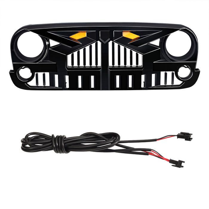 Empire Grille W/ Amber Lights - Glossy Black for 07-18 Jeep Wrangler JK | American Modified