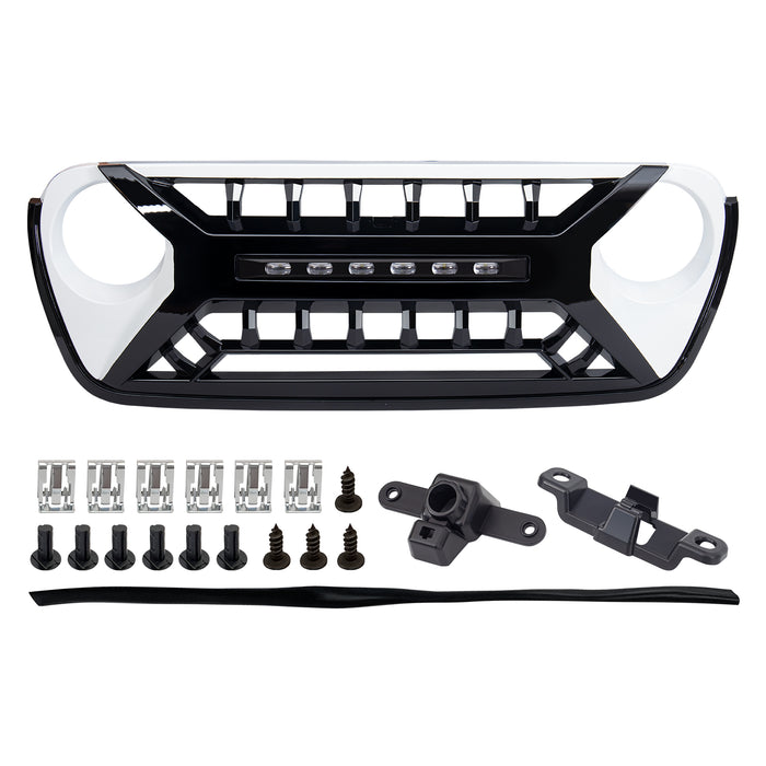 Armor Grille W/ Off-Road Lights - White & Black For 18-23 Jeep Wrangler JL & Gladiator JT | American Modified