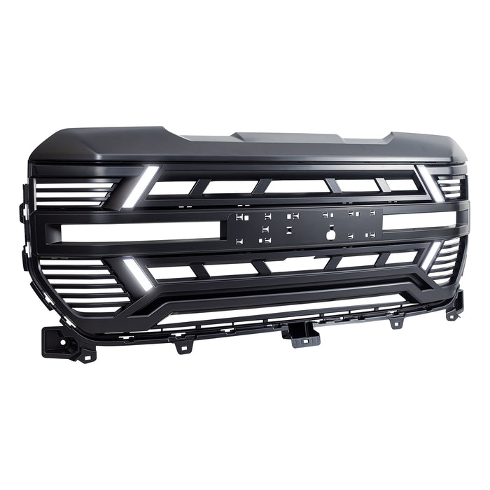 Armor Grille W / Drl & Turn Signal Lights Emblem Base - Matte Black For 22+ GMC Sierra 1500 | AMERICAN MODIFIED