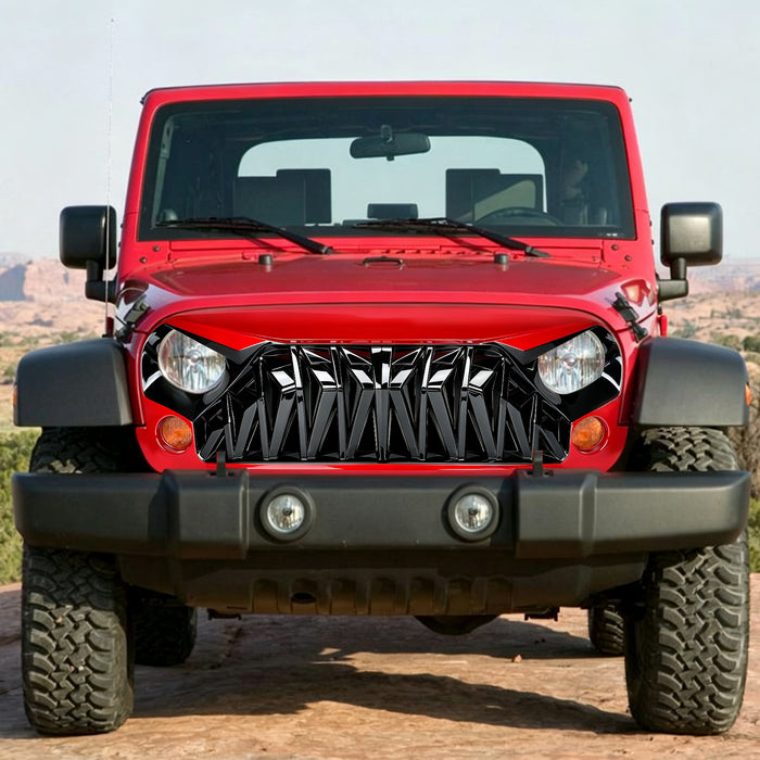 Shark Grille - Red & Black For 07-18 Wrangler JK/ JKU | American Modified