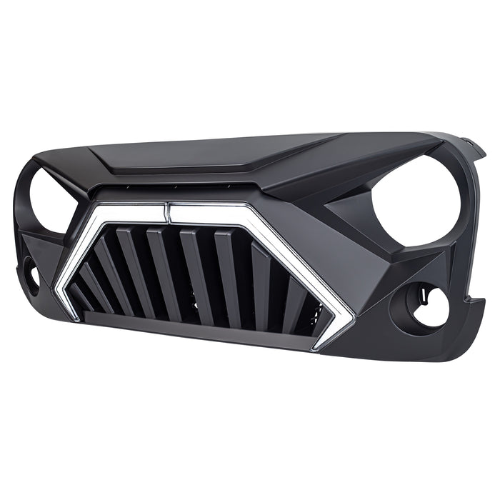 Goliath Grille w/ LED DRL and Turn Signals - Matte Black For 07-18 Jeep Wrangler JK | AMERICAN MODIFIED