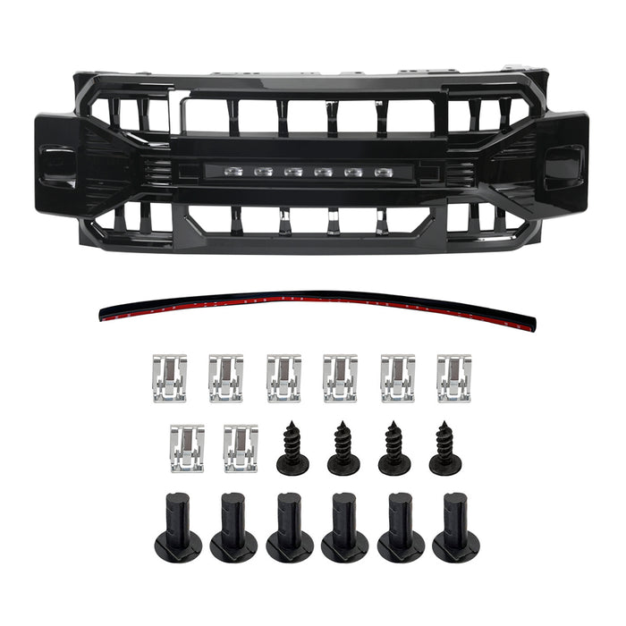Armor Grille W/Off-Road Lights - Glossy Black For 2017-2019 Ford F250/350| American Modified