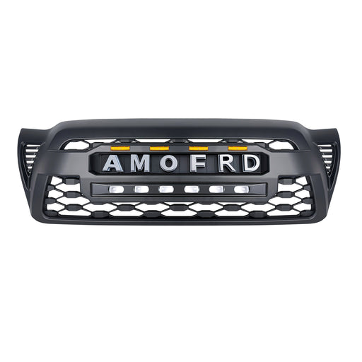 TRD PRO Style Grille w/ LED Off-Road Lights, Amber Lights and DIY Letters for 2005-2011 Toyota Tacoma- Matte Black | American Modified