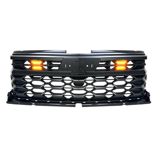 ZR2 Style Grille W/ Emblem Base & Amber Lights - Matte Black For 2022-2024 Chevy Silverado 1500 (Not Fit ZR2) | American Modified