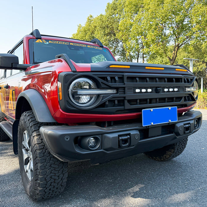 Armor Grille W/ Off-Road Lights & Camera Bracket - Matte Black For 21+ Ford Bronco | American Modified
