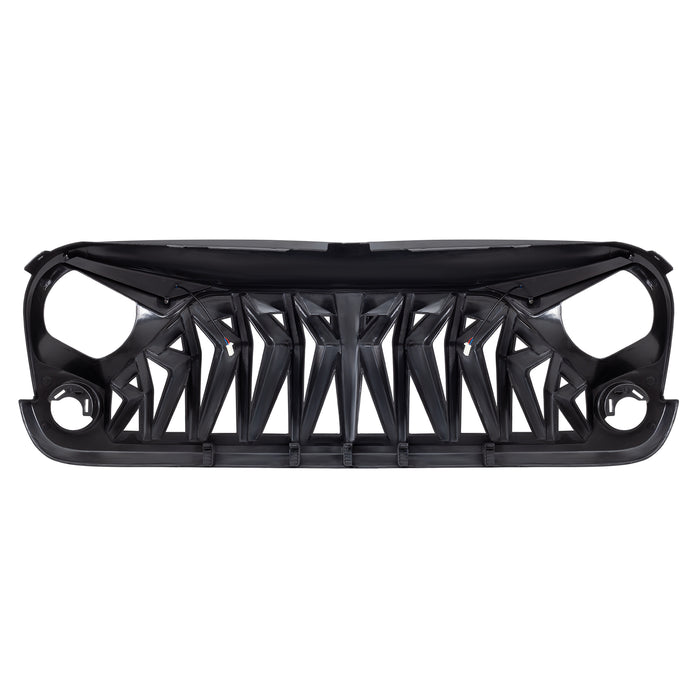 Shark Grille  w/ LED Eyebrow DRL and Turn Signals - Matte Black For 07-18 Jeep Wrangler JK | AMERICAN MODIFIED