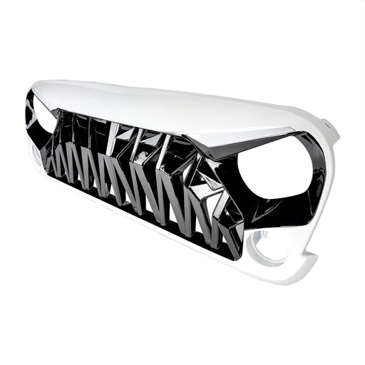 Shark Grille W/ LED Eyebrow DRL and Turn Signals - White & Black For 07-18 Jeep Wrangler JK | American Modified