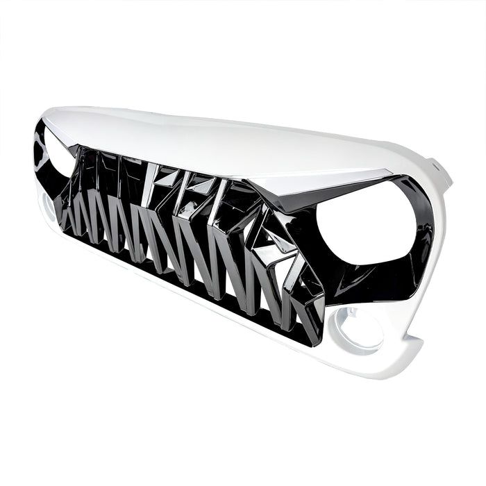 Shark Grille W/ LED Eyebrow DRL and Turn Signals - White & Black For 07-18 Jeep Wrangler JK | American Modified