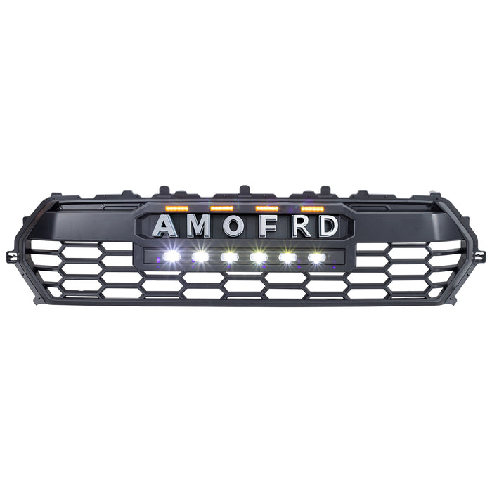 Front Grille W/ Off-Road Lights & Emblem Base - Matte Black For 2024+ Toyota Tacoma | American Modified