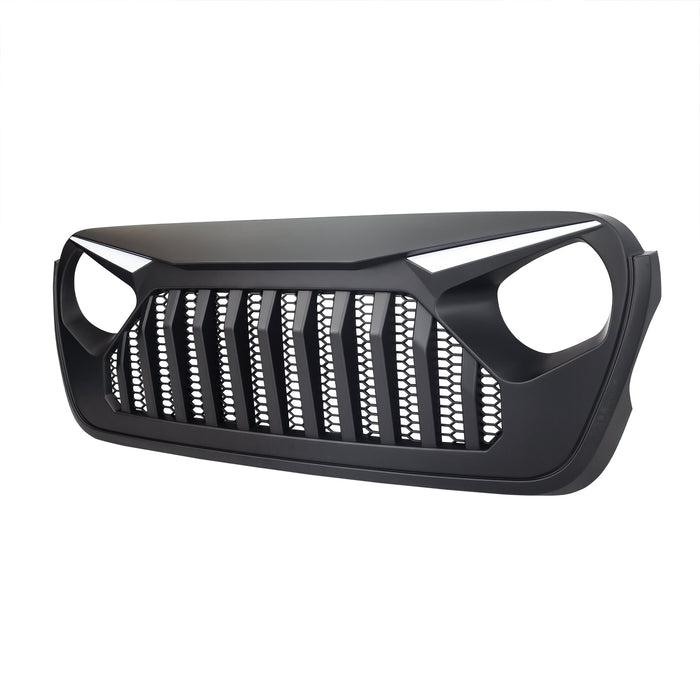Gladiator Vader Grille W/ LED Eyebrow DRL and Turn Signals - Matte Black For 18+ Jeep Wrangler JL & Gladiator JT W/O Trailcam | American Modified