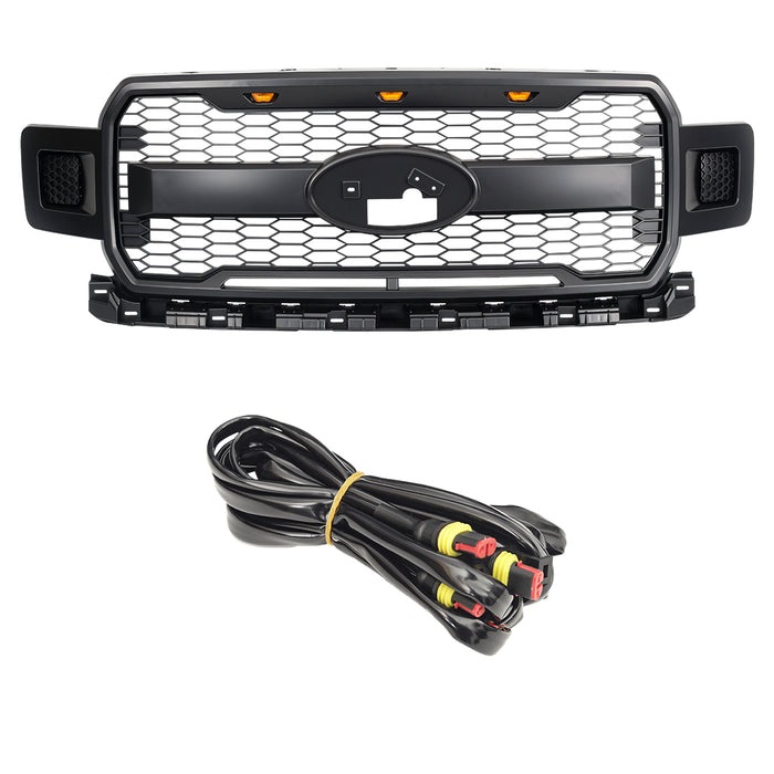 Raptor Style Mesh Grille W/ Amber Lights & Emblem Base For 2018-2020 Ford F150| In Stock On Sep 15｜American Modified