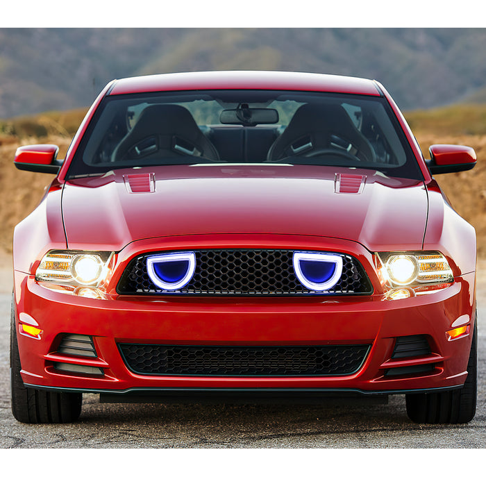 Boss 302 Style Grille W/DRL and Turn Signal & Fog Light Deletes - Glossy Black for 2013-2014 Ford Mustang|American Modified
