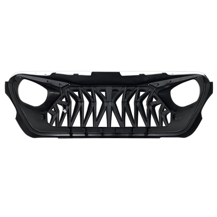Shark Grille W/ LED Eyebrow DRL and Turn Signals - White & Black For 18+ Jeep Wrangler JL & Gladiator JT | American Modified