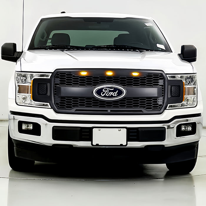 Raptor Style Mesh Grille W/ Amber Lights & Emblem Base For 2018-2020 Ford F150| In Stock On Sep 15｜American Modified
