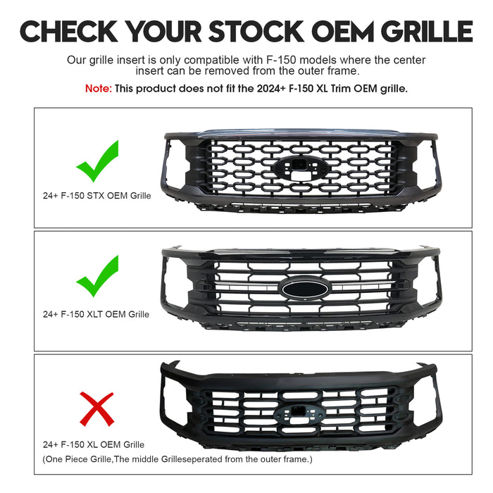 Armor Grille - Matte Black For 2024+ Ford F150 XLT/ STX  | American Modified
