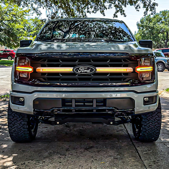 Smoked LED Grille Amber Lights W/ Sequential Turn Signal For 2024+ Ford F150 XLT | American Modified