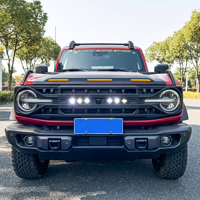 Armor Grille W/ Off-Road Lights & Camera Bracket - Matte Black For 21+ Ford Bronco | American Modified