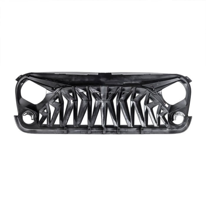 Shark Grille W/ LED Eyebrow DRL and Turn Signals - White & Black For 07-18 Jeep Wrangler JK | American Modified