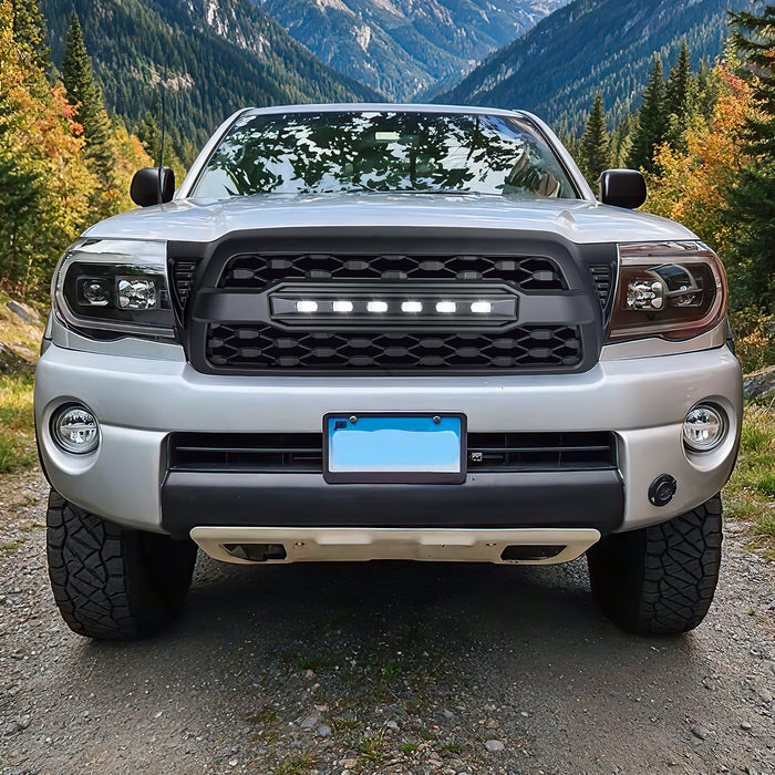 TRD PRO Style Grille W/ LED Off-Road Lights - Matte Black For 2005-2011 Toyota Tacoma | American Modified